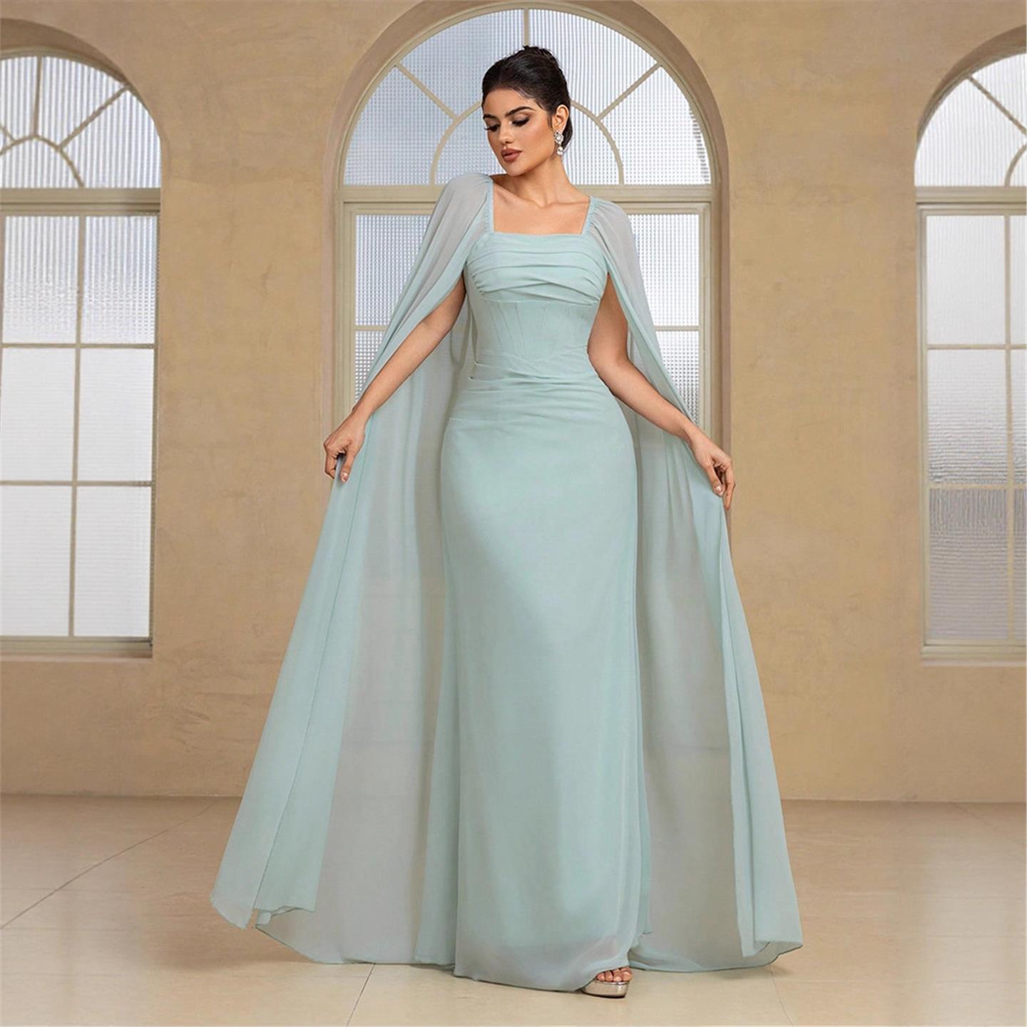 Linen Dress Wrap - Elegantes langes Abendkleid in reiner Farbe