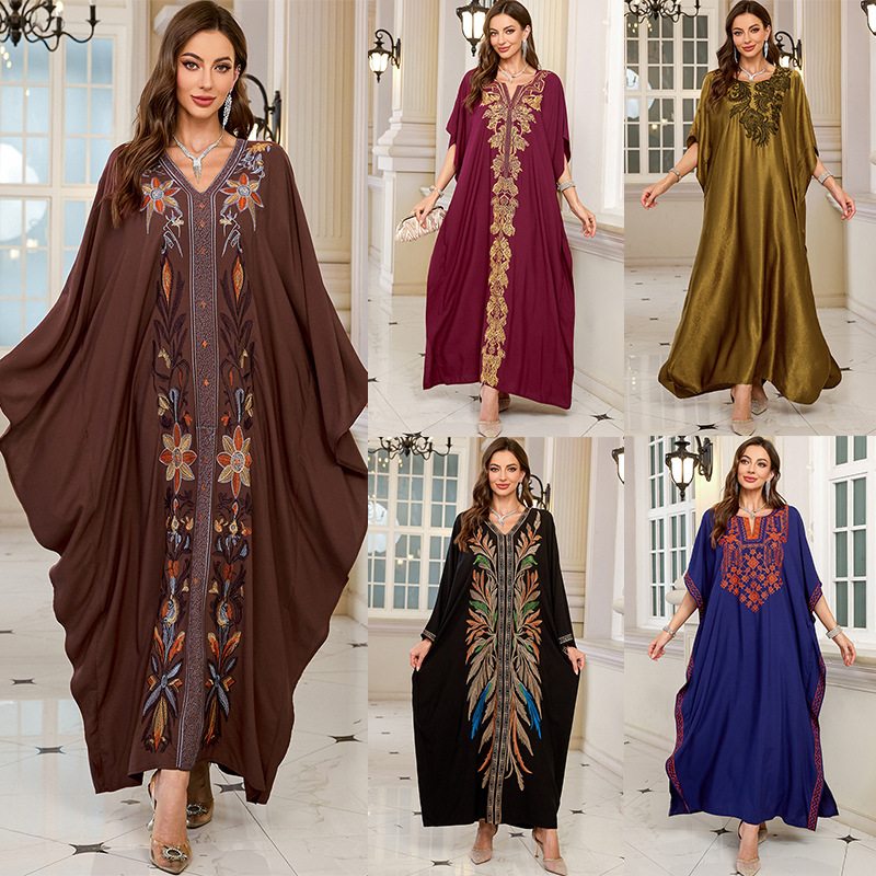 Cover Up Kaftan - Damen Bestickte Lange Kaftane in Übergröße,