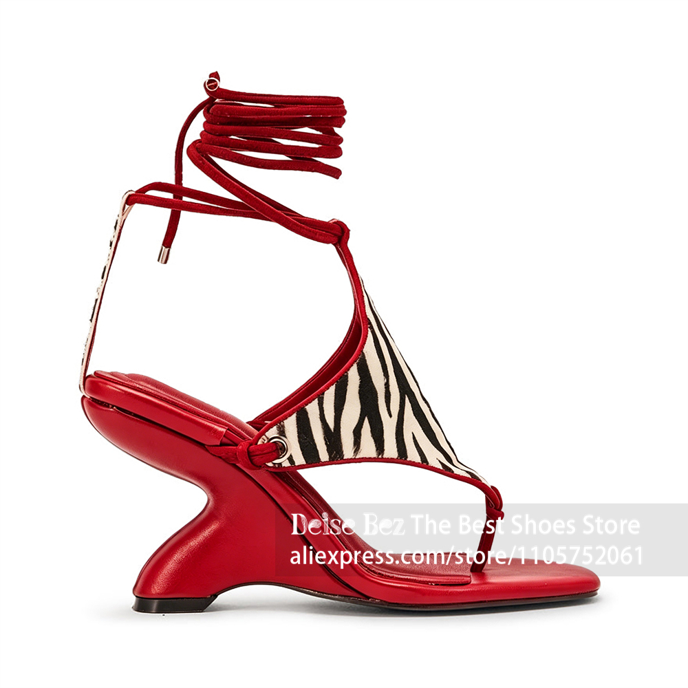 Zebra-Print Schnür-Sandalen mi – Sandal Strappy Heeled Bewertung und Preis