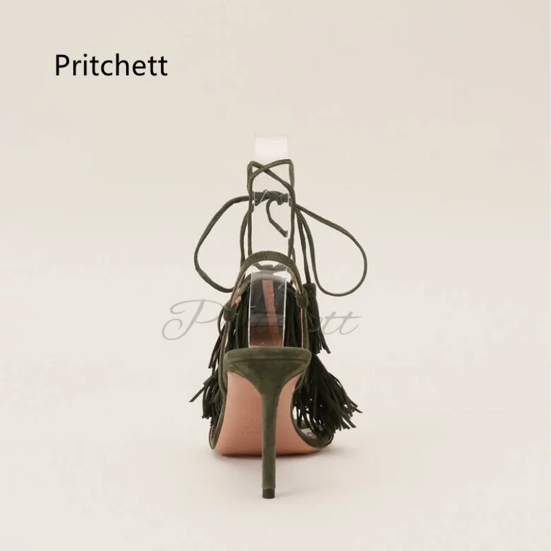 Wildleder-Quasten-Stiletto-Rie – Sandal Strappy Heeled Bewertung und Preis