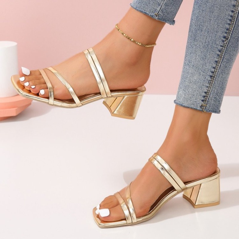 Damen-Mules mit offener, eckig – Sandal Strappy Heeled Bewertung und Preis