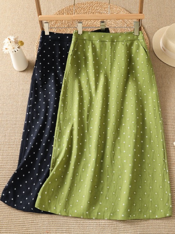Blumenmuster-Halbrock mit hohe – Midi Skirt Floral Bewertung und Preis